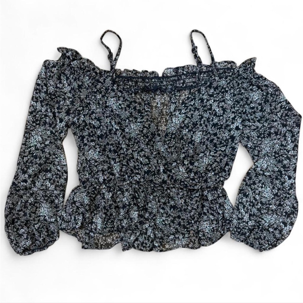 Black and white floral off the shoulder top